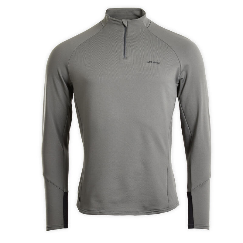 Felpa tennis uomo THERMIC 1/2 zip manica lunga verde militare