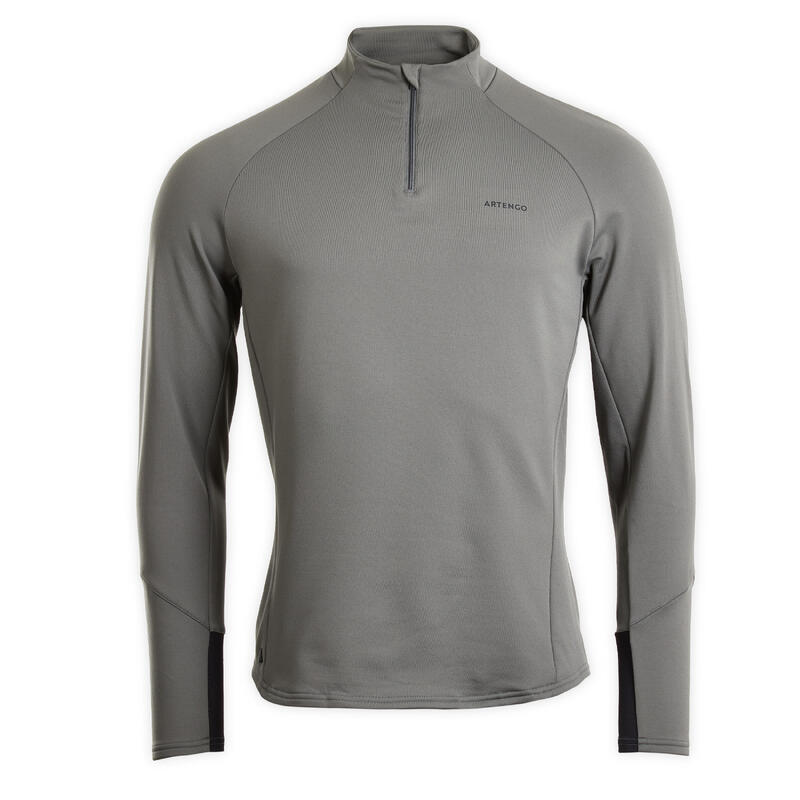 Men's Half-Zip Long-Sleeved Thermal Tennis Sweatshirt - Khaki