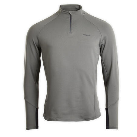 Sweat de tennis manches longues Homme - Thermic 1/2 ZIP Kaki