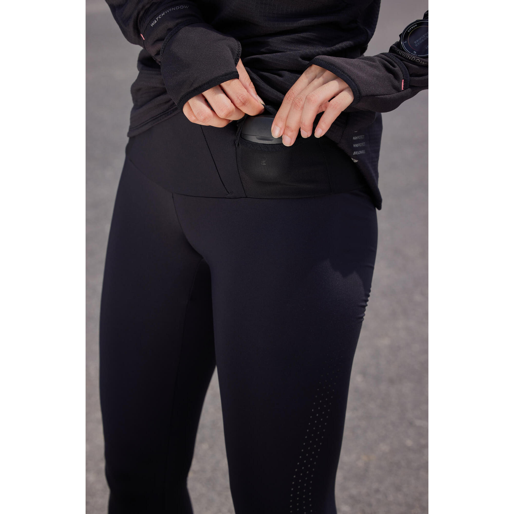 Leggings da corsa e da trail per donna - KIPRUN Run 900 Nero chiaro