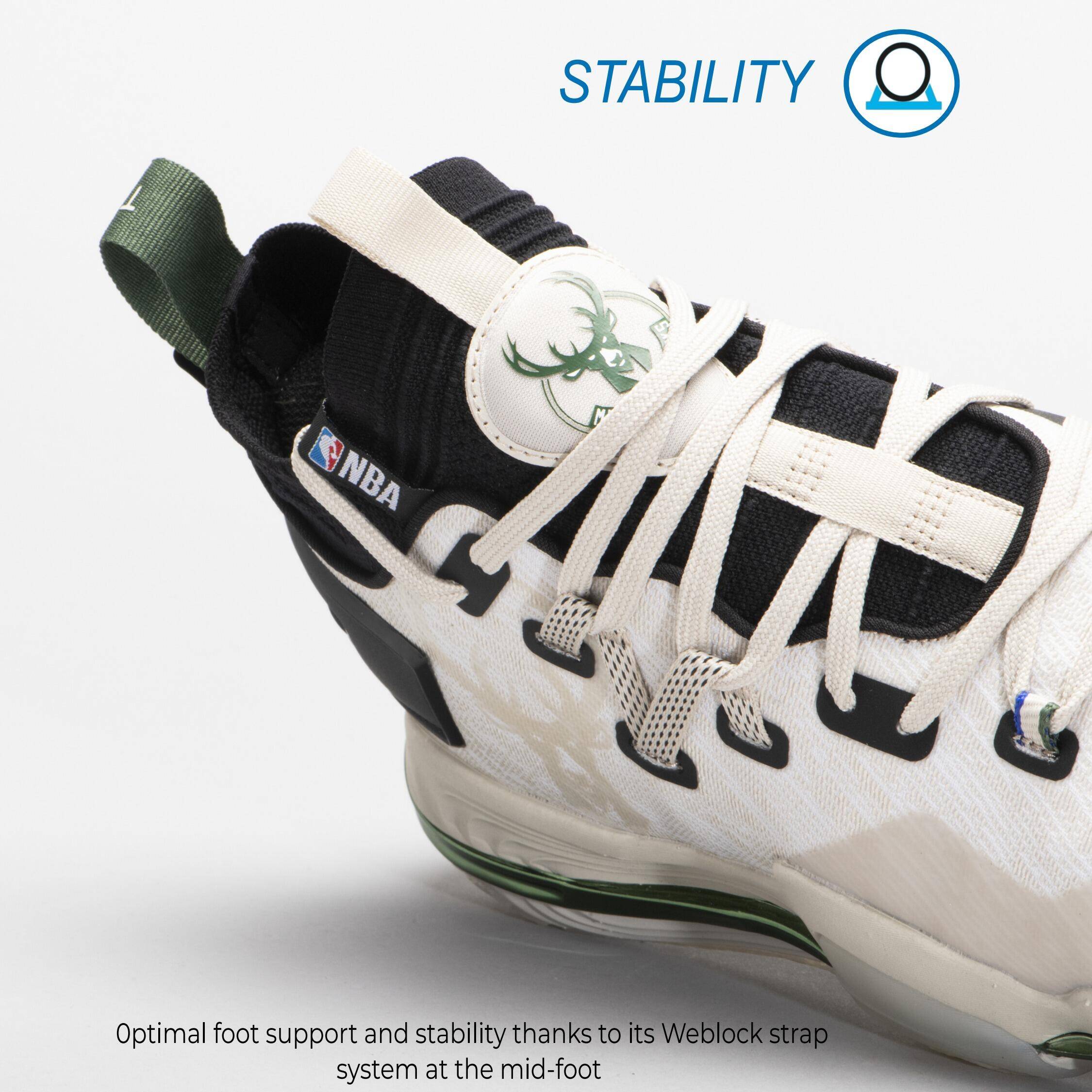 Adult Basketball Shoes Milwaukee Bucks NBA Licensed SE900 Beige -  4