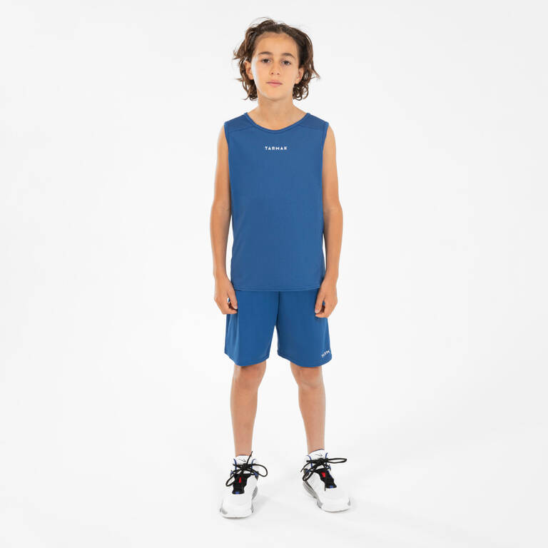 Jersey/T-Shirt Basket Tanpa Lengan Anak Laki-laki/Perempuan T100 - Biru