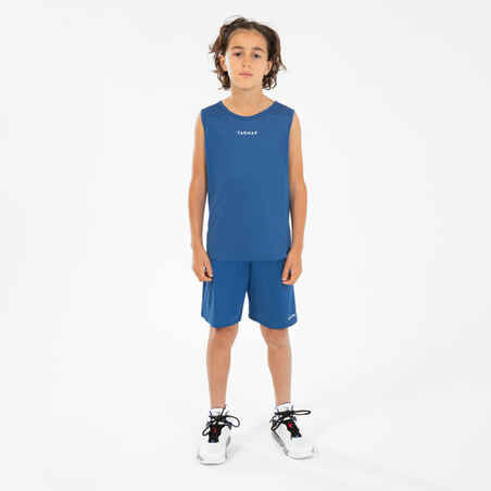 Boys'/Girls' Sleeveless Basketball T-Shirt/Jersey T100 - Blue