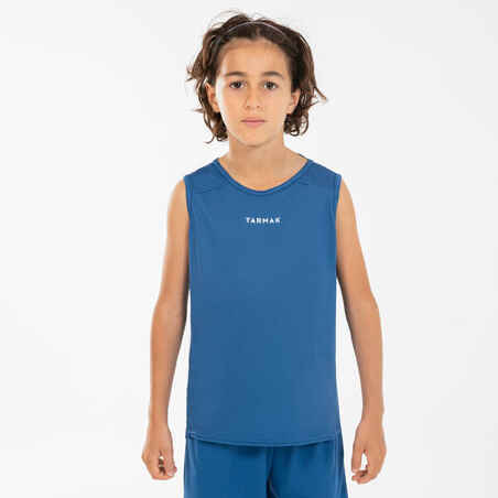 Otroška košarkarska majica brez rokavov T100 - Modra