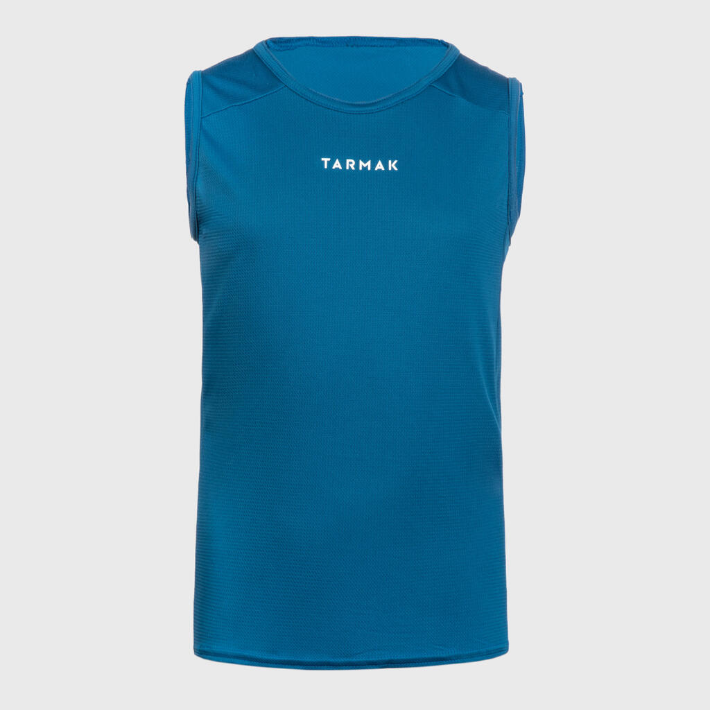 Bērnu bezpiedurkņu basketbola T krekls/džersijs “T100”, zils