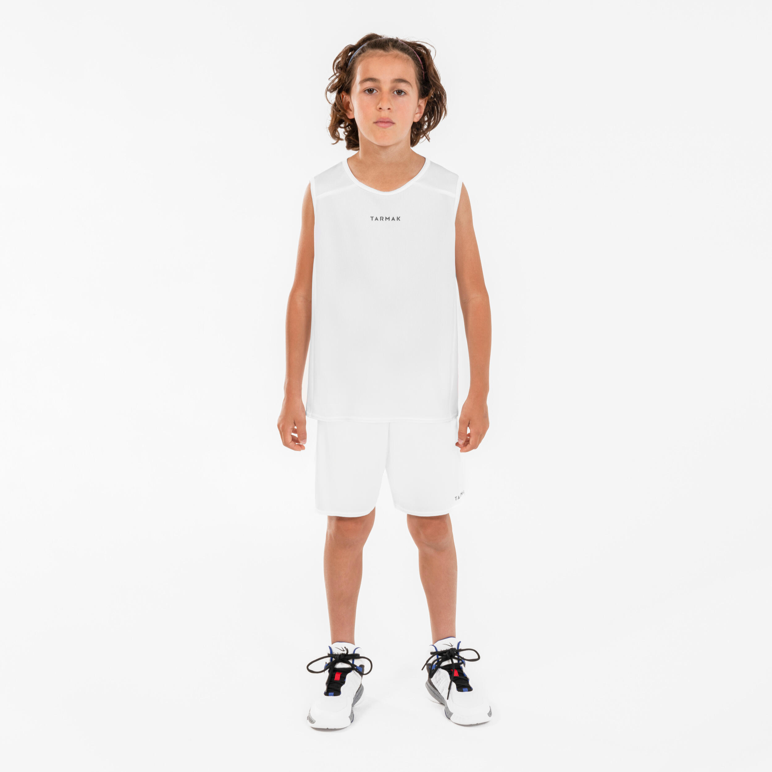 Kids' Sleeveless Basketball Jersey T100 - White 2/4
