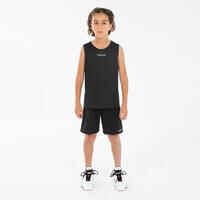Kids' Sleeveless Basketball Jersey T100 - Black