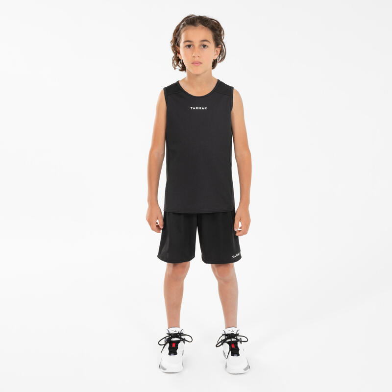 Kinder Basketball Trikot ärmellos - T100 schwarz 