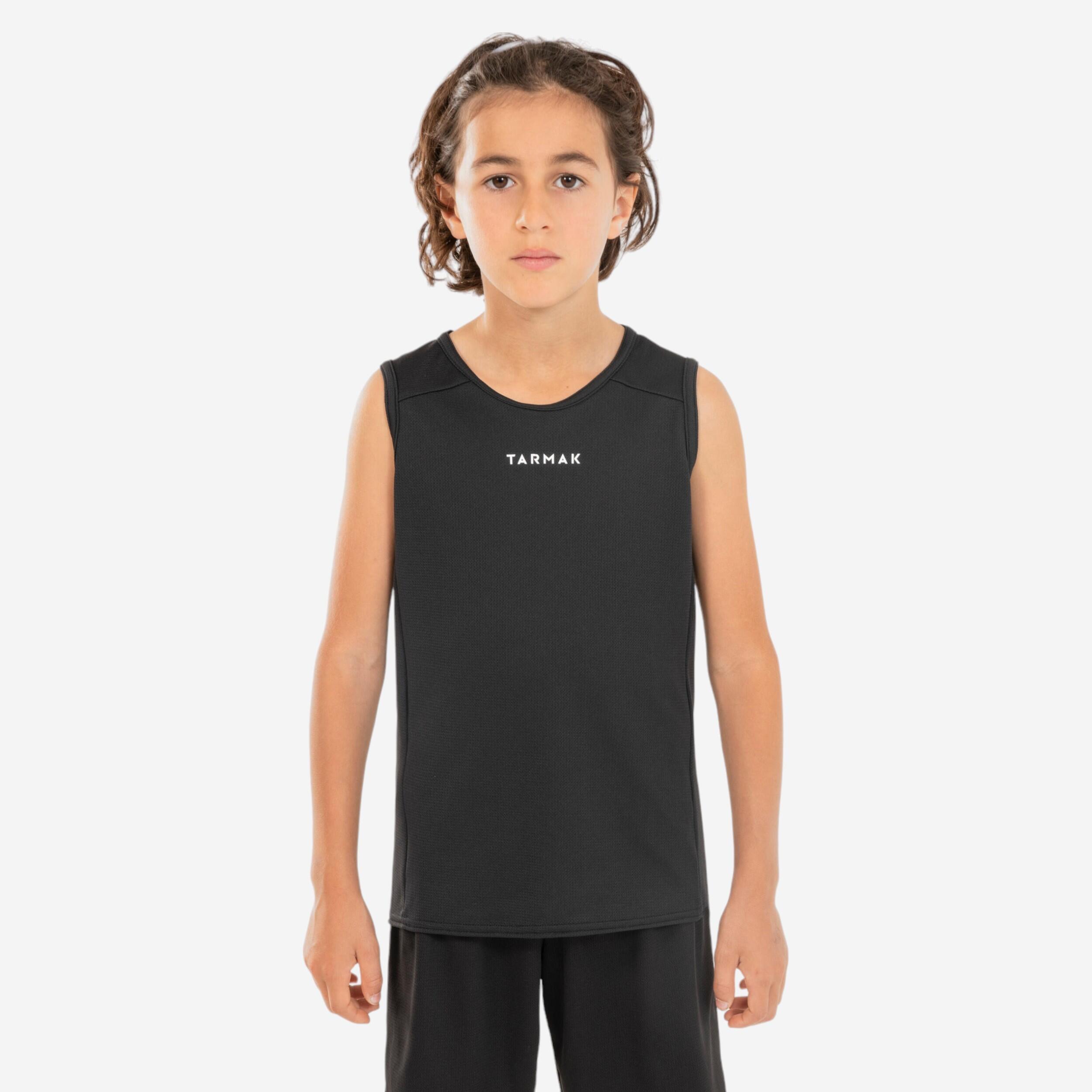 Maglia da basket senza maniche per bambini - T100 JR nero