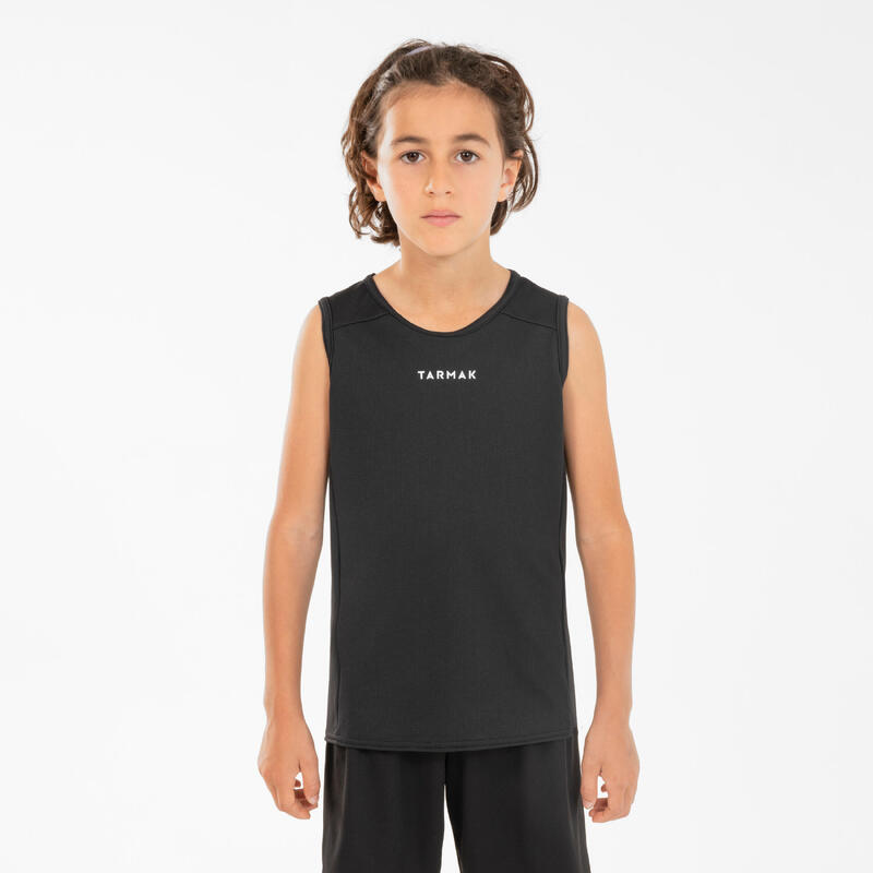 Mouwloos basketbalshirt voor kinderen T100 zwart