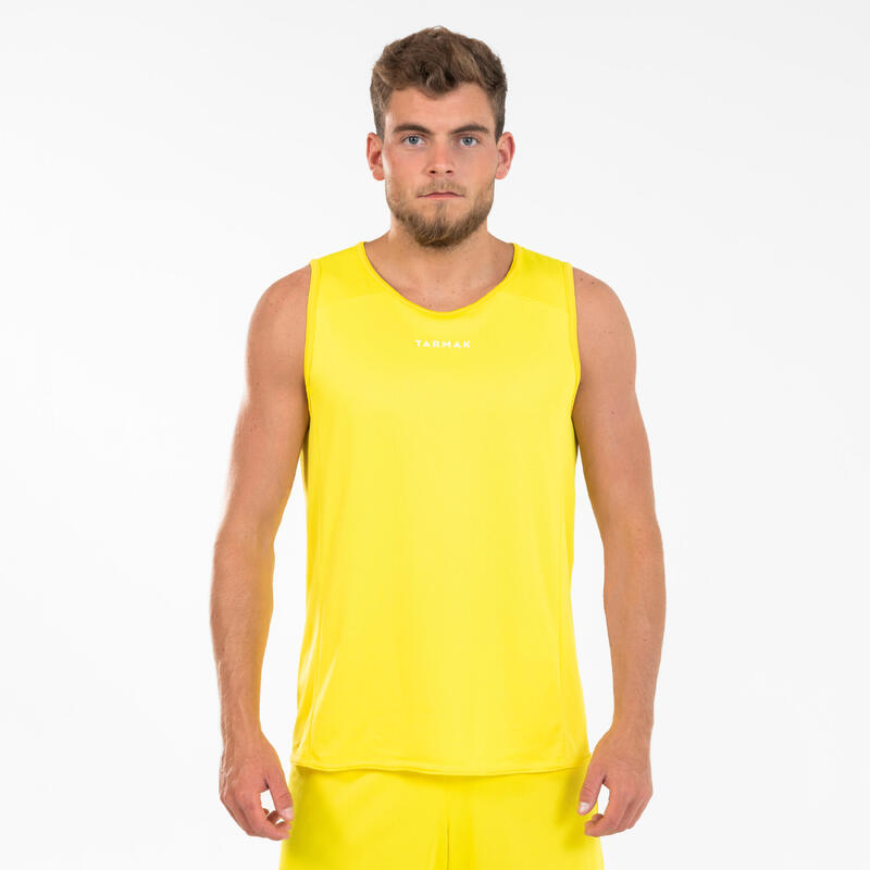 MAILLOT SANS MANCHE DE BASKETBALL HOMME T100 JAUNE