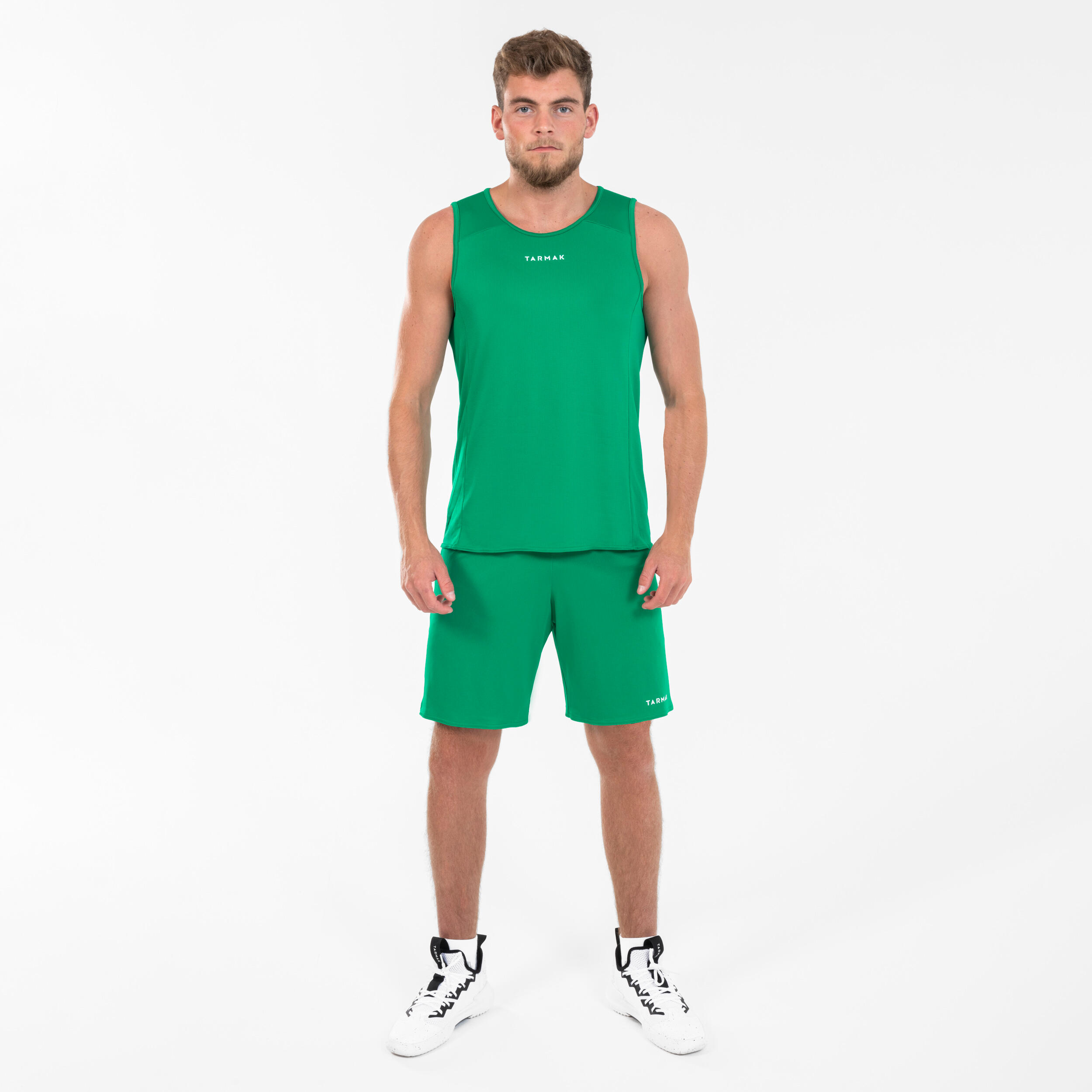 Men's/Women's Sleeveless Basketball Jersey T100 - Green 4/4