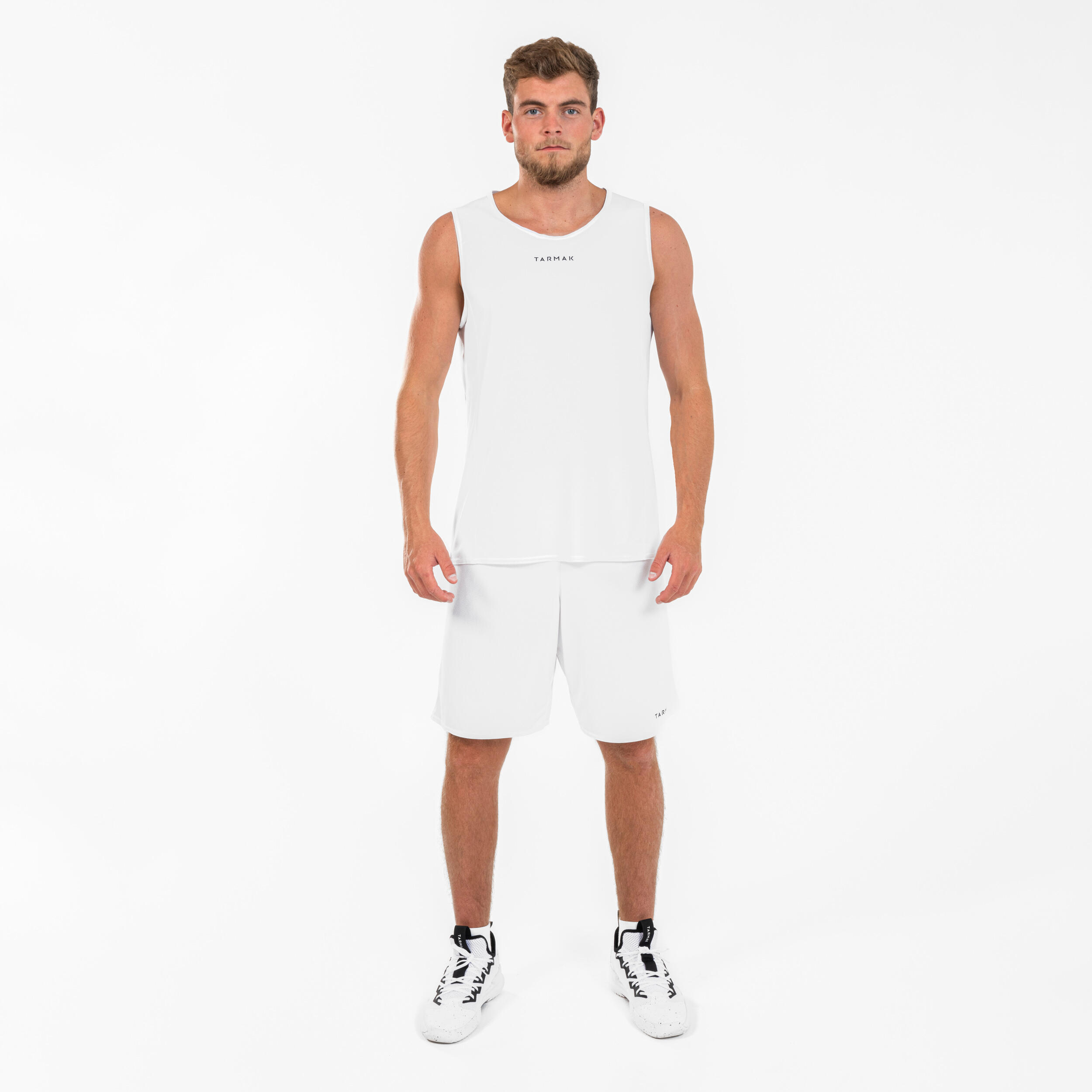 Adult Sleeveless Basketball Jersey T100 - White 2/4