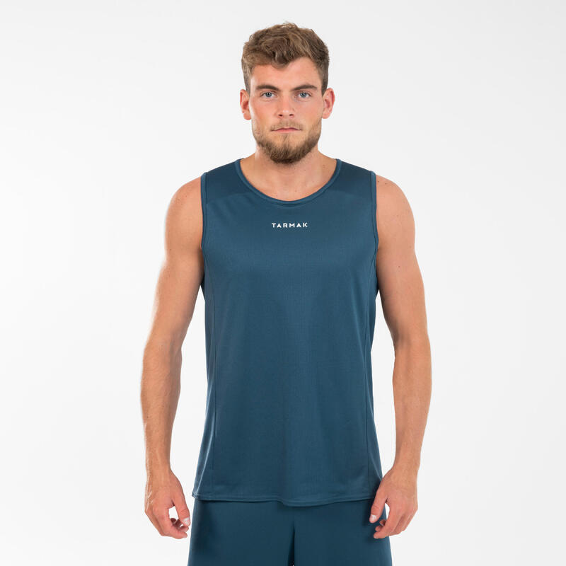 MAILLOT DE BASKETBALL SANS MANCHE HOMME/FEMME - T100 BLEU
