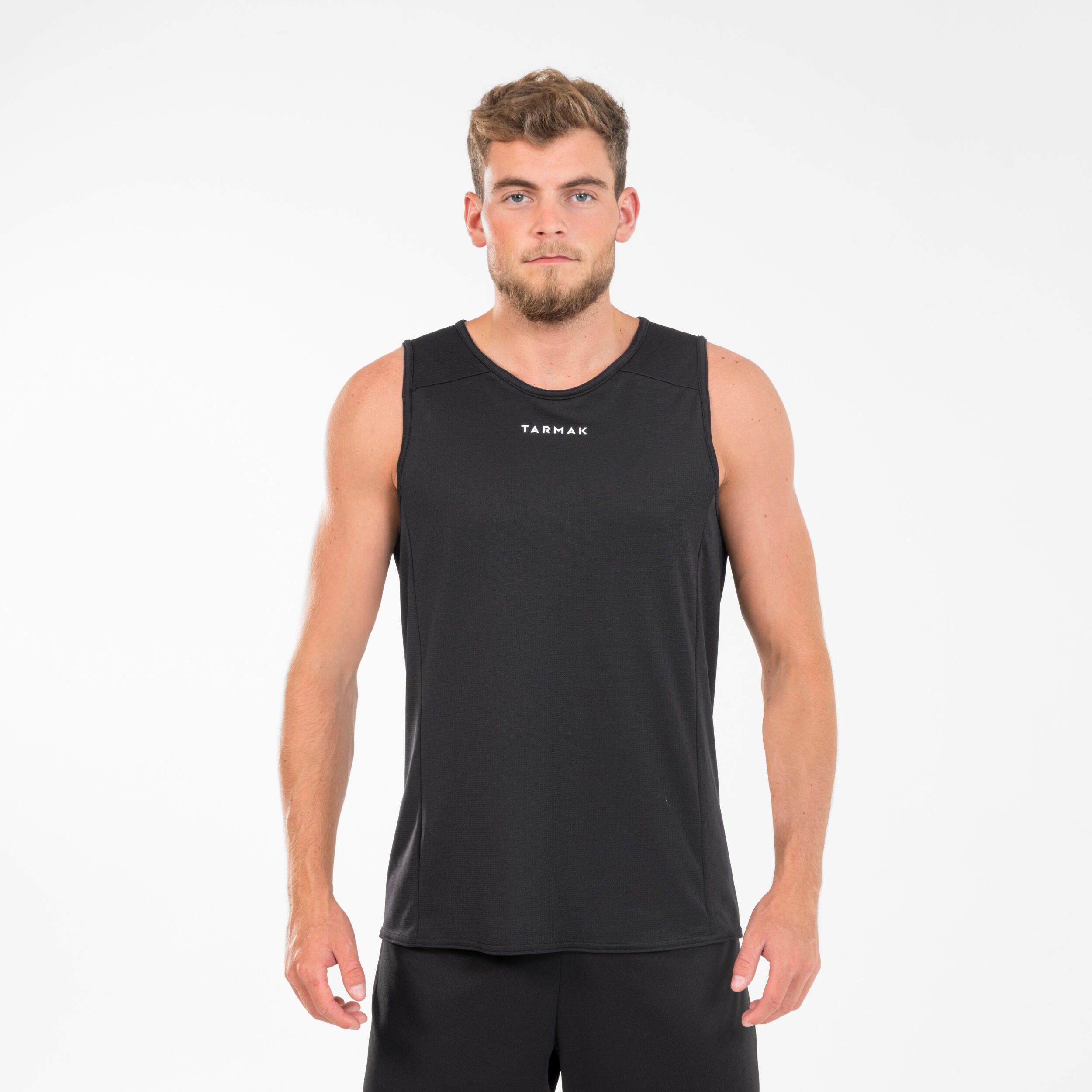 MAILLOT DE BASKETBALL SANS MANCHE HOMME FEMME T100 NOIR Decathlon