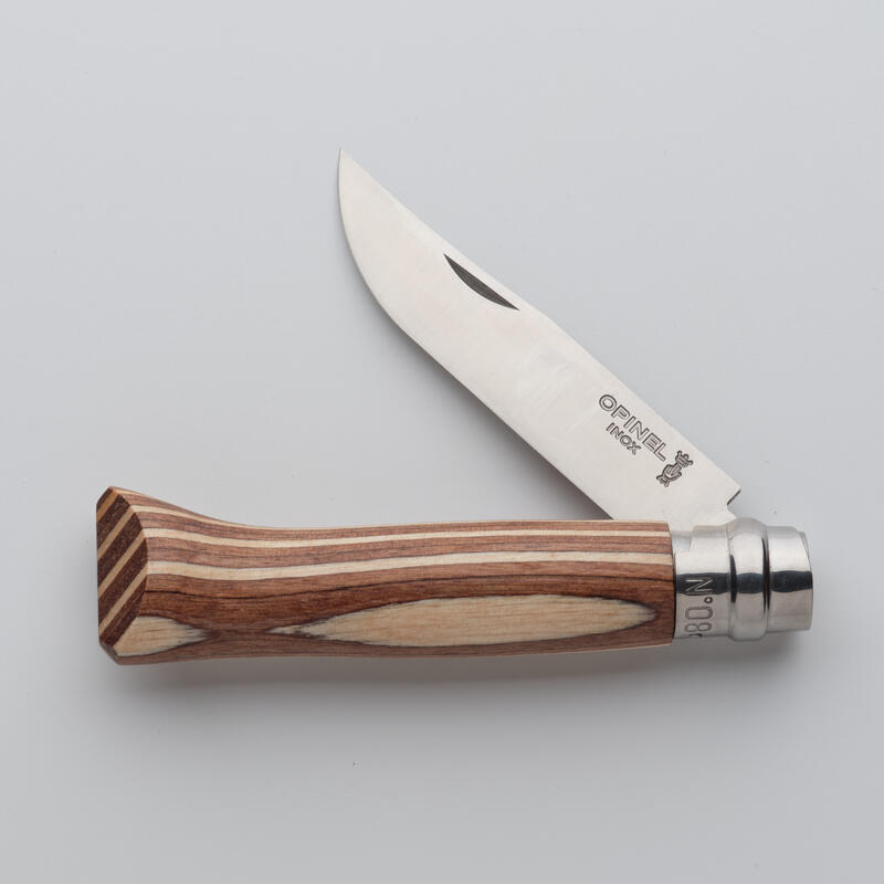 Faca de Caça 8,5 cm Inox Opinel n.° 8 Bétula Laminada Castanho