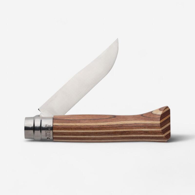 Couteau 8,5 cm Inox Opinel n°8 Bouleau Lamellé Brun