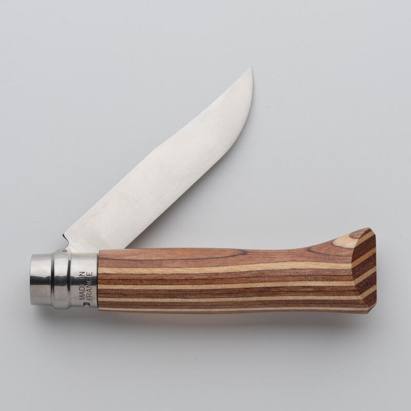 Couteau 8,5 cm Inox Opinel n°8 Bouleau Lamellé Brun