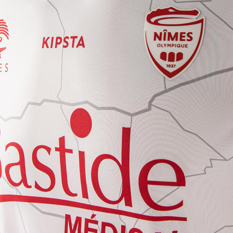 Maillot officiel du Nîmes Olympique 22/23 3eme adulte blanc et rouge