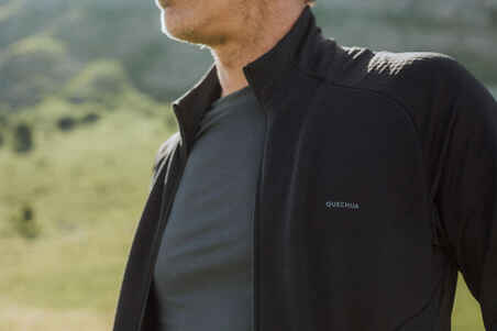 Men’s mountain hiking fleece jacket MH500 Light Full Zip - Black
