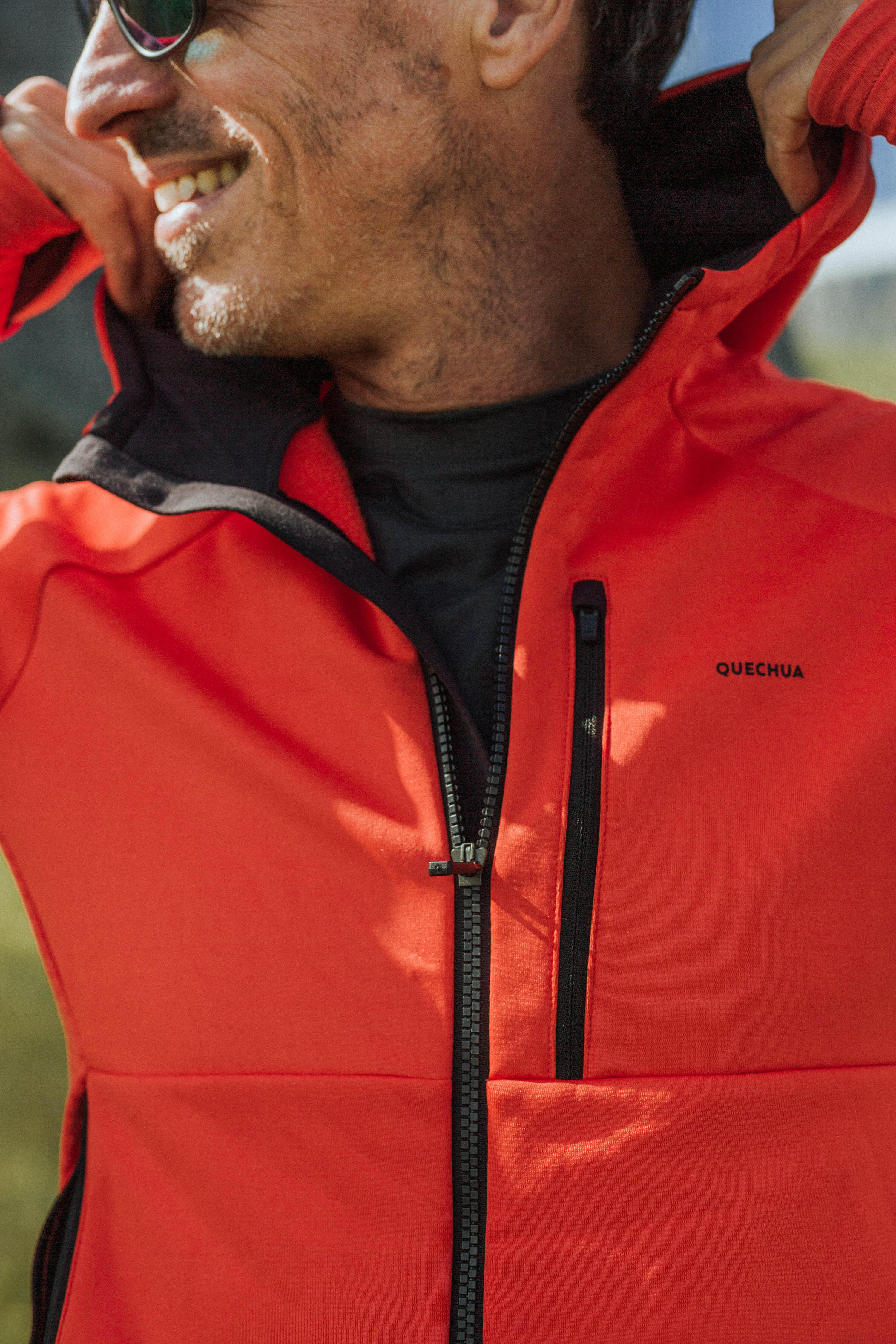 Pile trekking uomo MH500 HOOD rosso 11/14