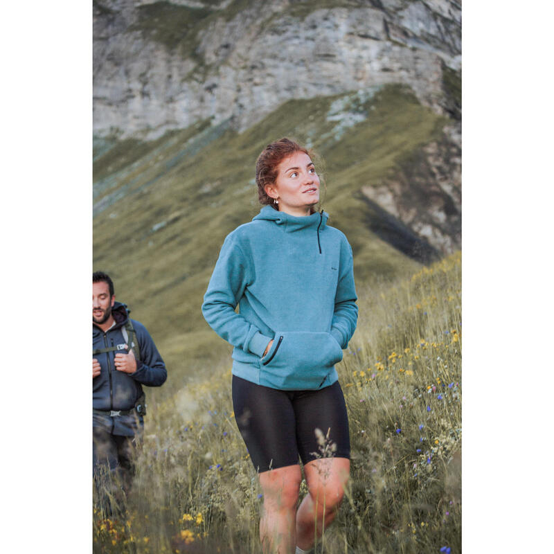 Felpa montagna donna MH100 HOODIE verde