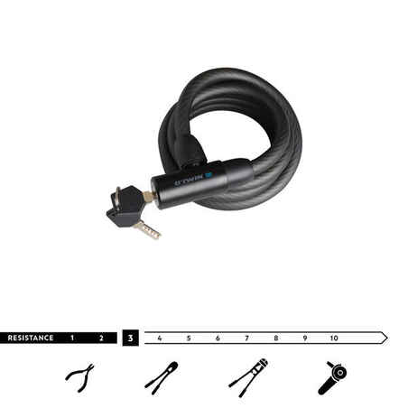 Bike Accessories Coil Cable Lock with Key 120 - Black