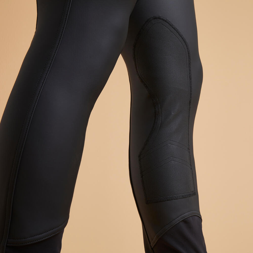 Hrejivé a nepremokavé pánske jazdecké nohavice priedušné Kipwarm čierne
