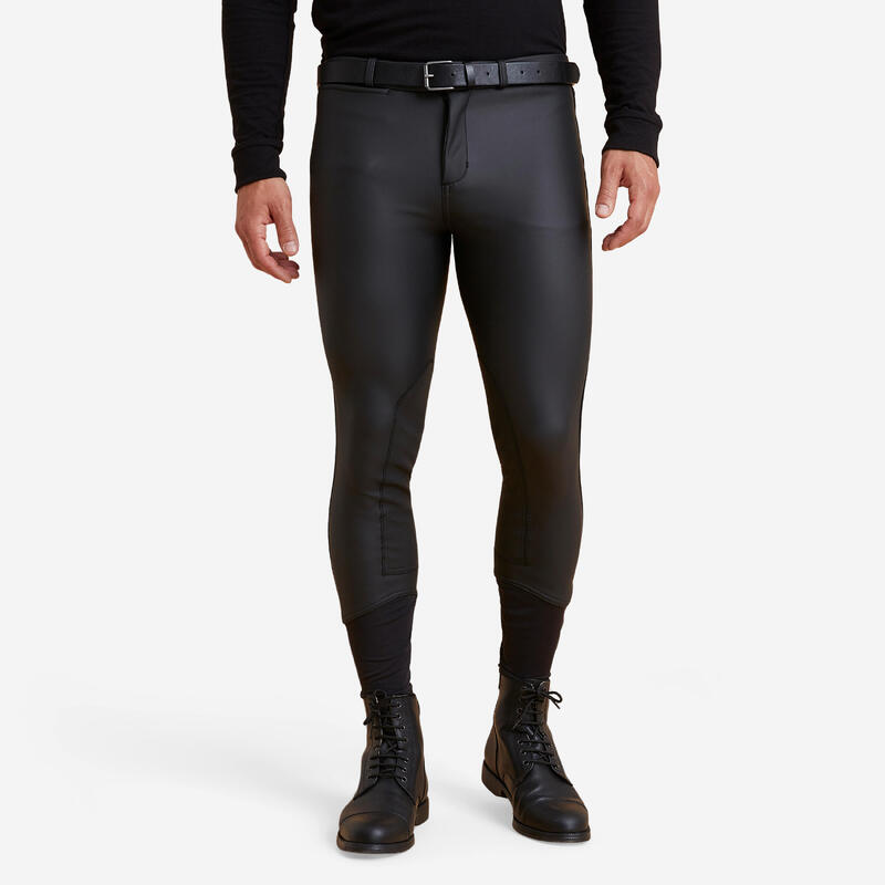 Pantalon chaud déperlant et respirant équitation homme KIPWARM noir