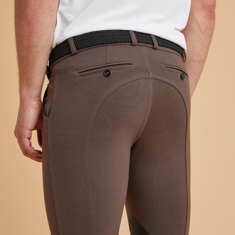 Pantalón equitación 140con badanas adherentes Hombre Fouganza azul marrón