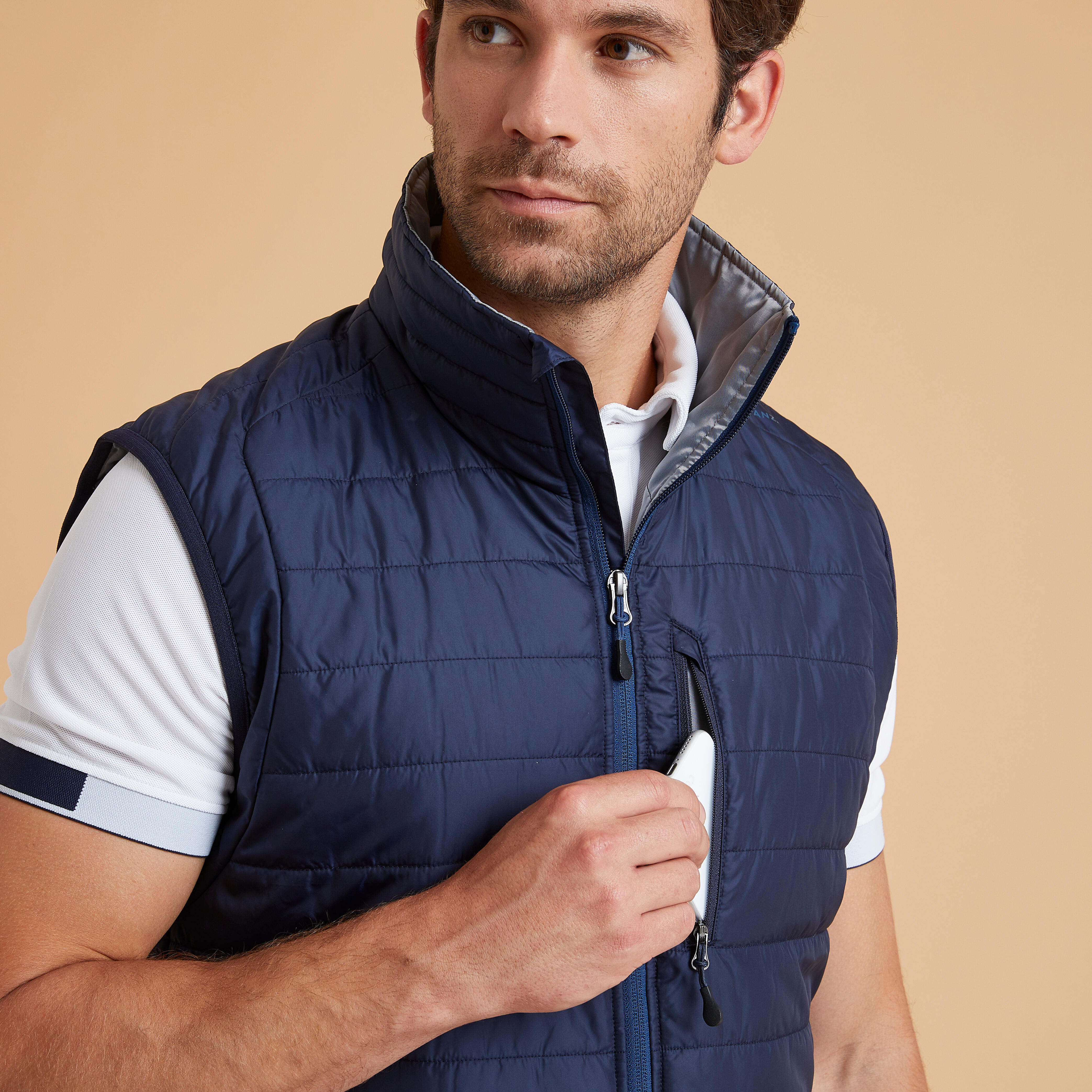 Men Horse Riding Sleeveless Gilet 100- Navy