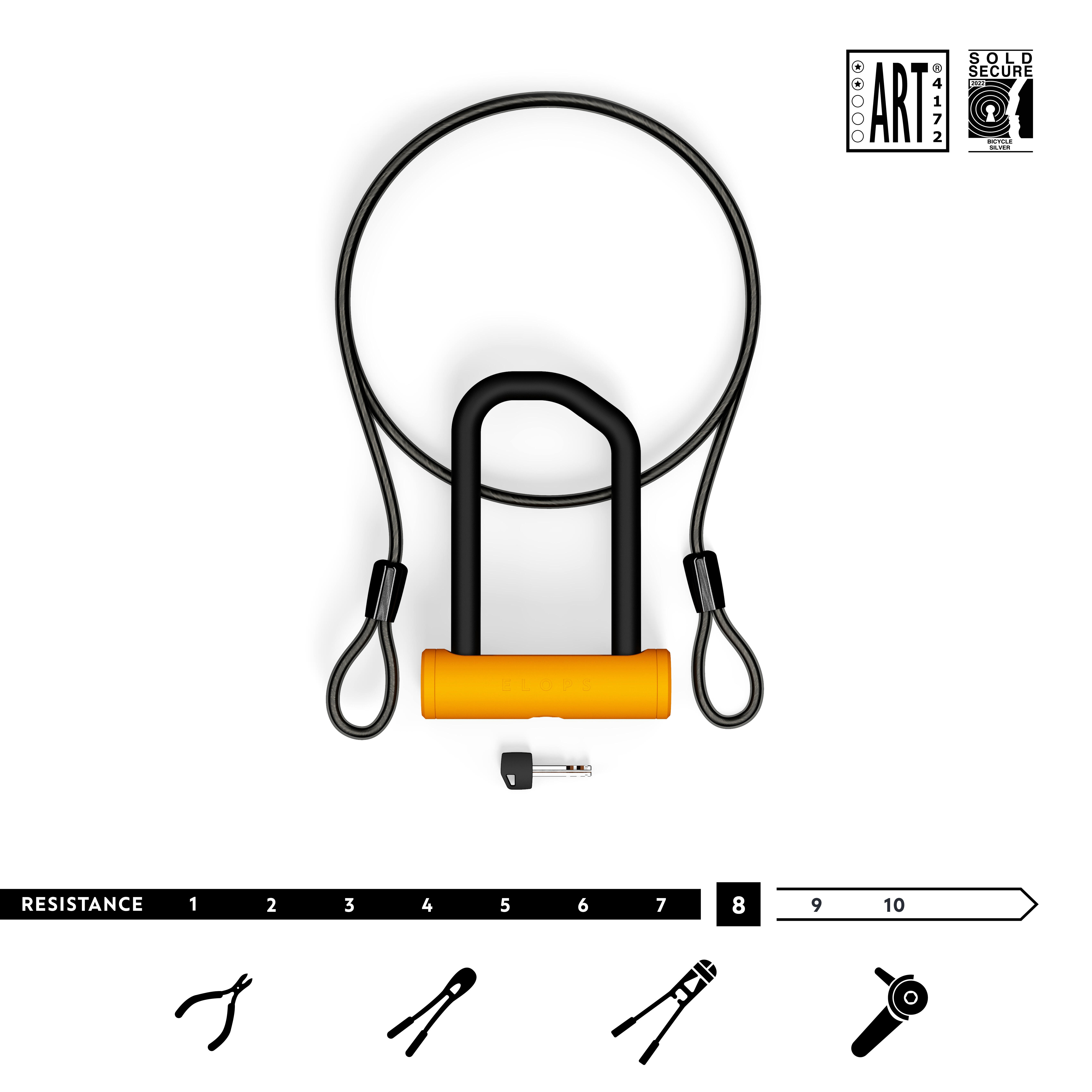 Bike U-Lock + Cable Set - ART2 920 Yellow - ELOPS