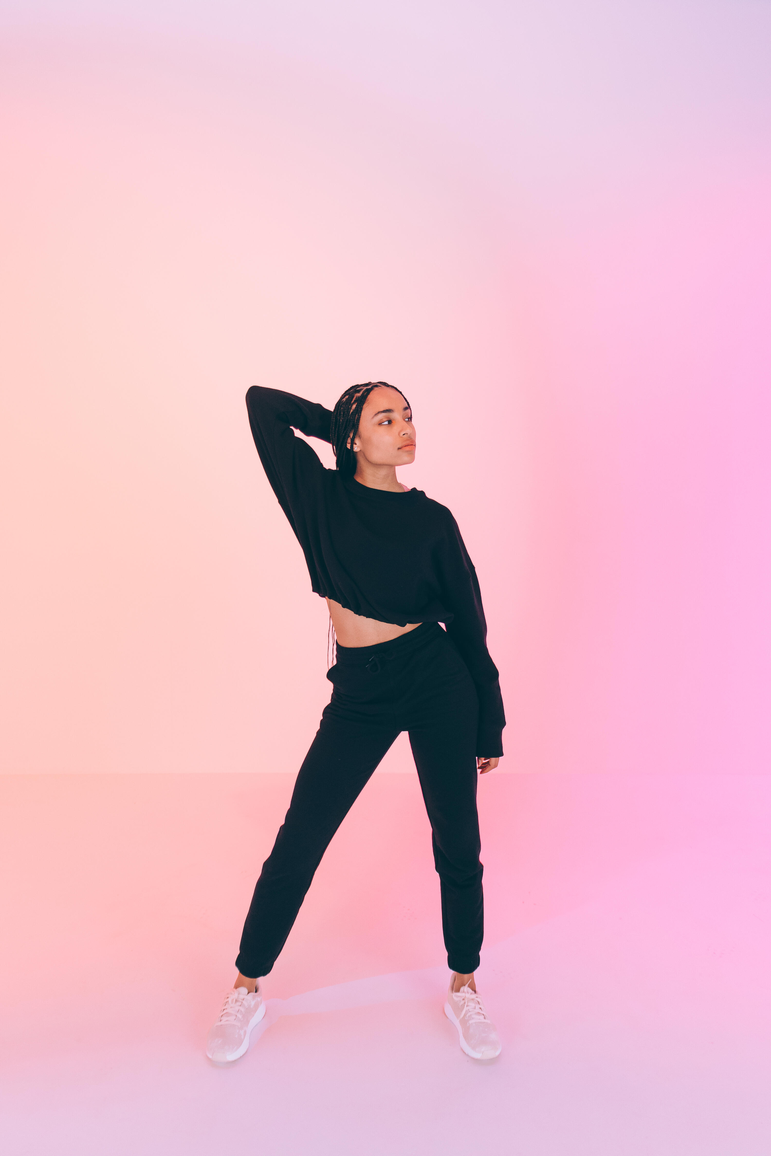 Felpa donna palestra cropped pesante nera 12/53
