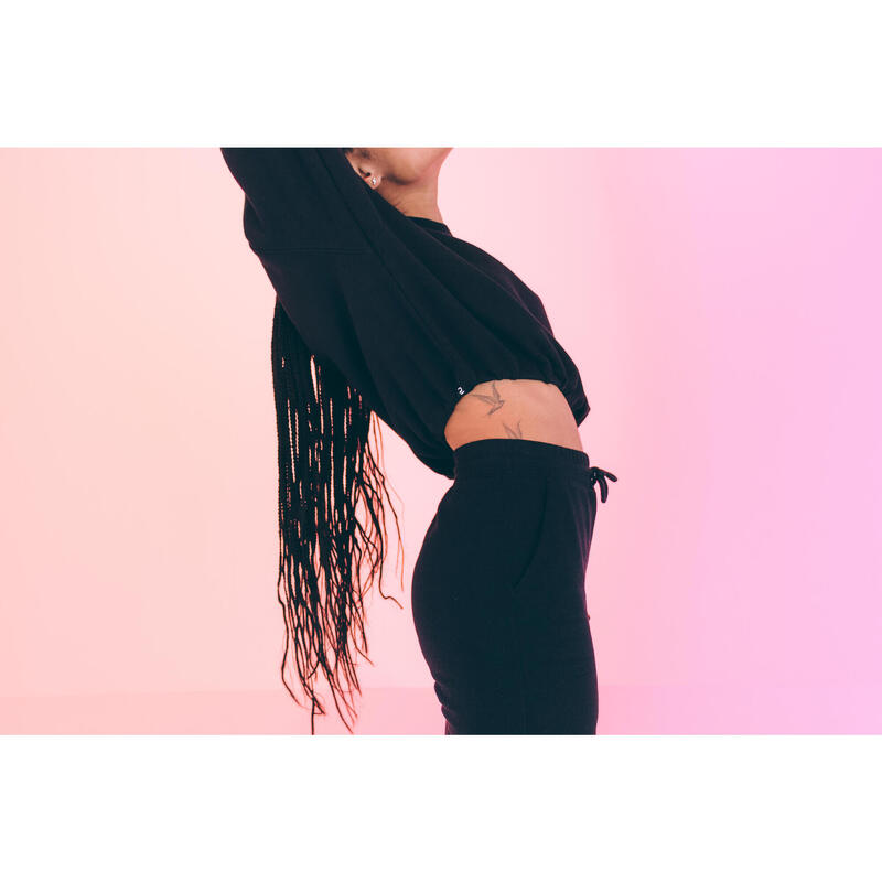 Bluză crop fitness Negru Damă