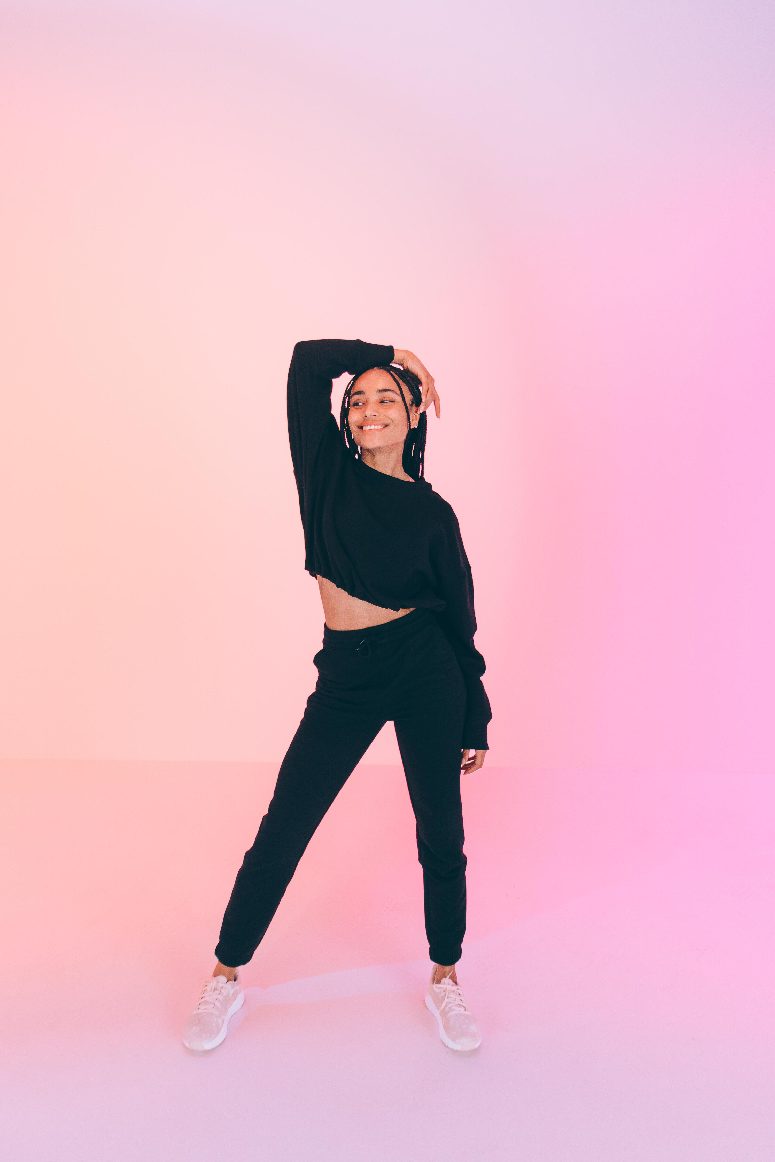 Felpa donna palestra cropped pesante nera 50/53