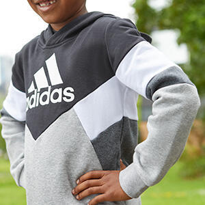 Sweat à capuche enfant - noir gris imprimé ADIDAS