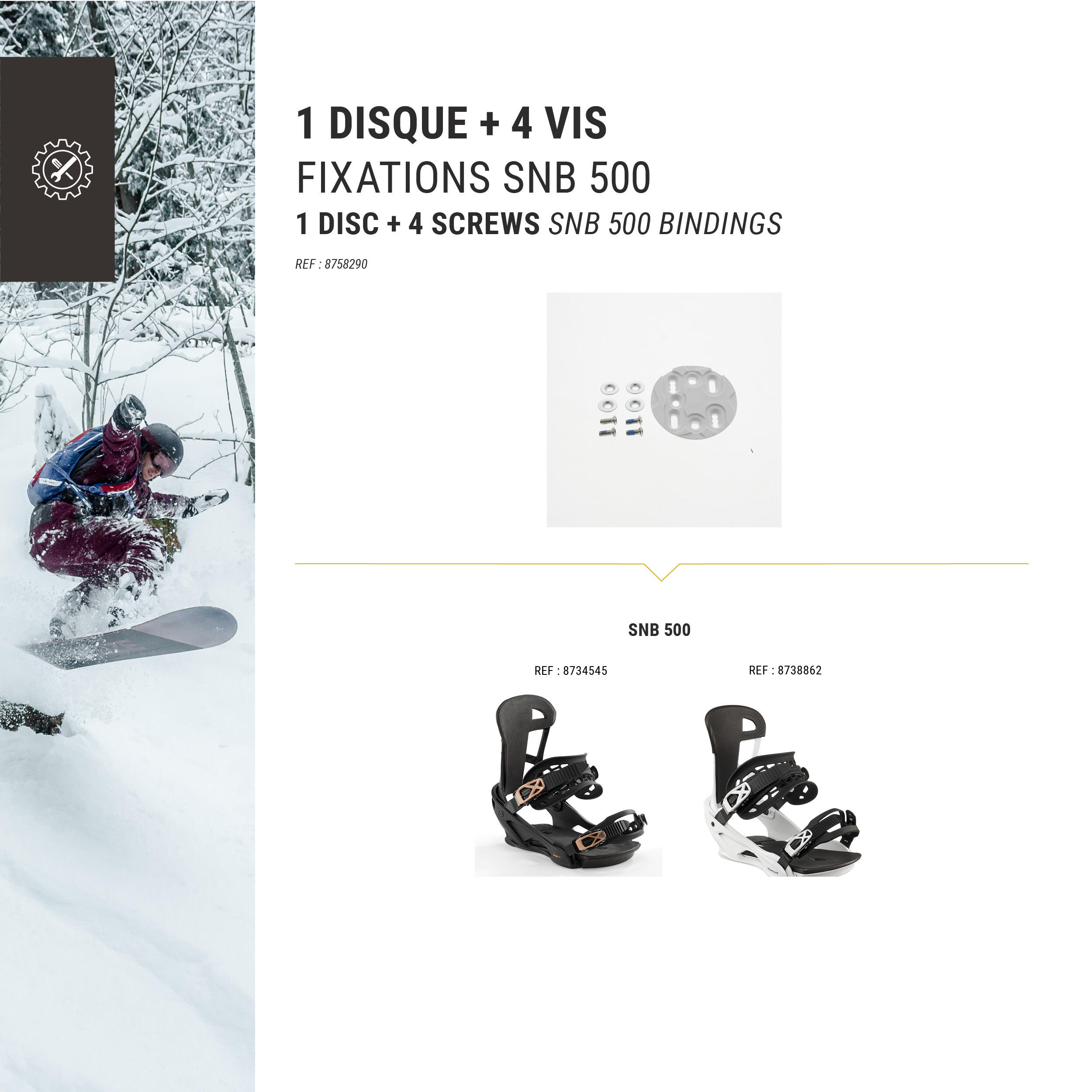 1 mini disque de fixation de planche à neige et 4 vis de 16 mm – SNB 500 - DREAMSCAPE