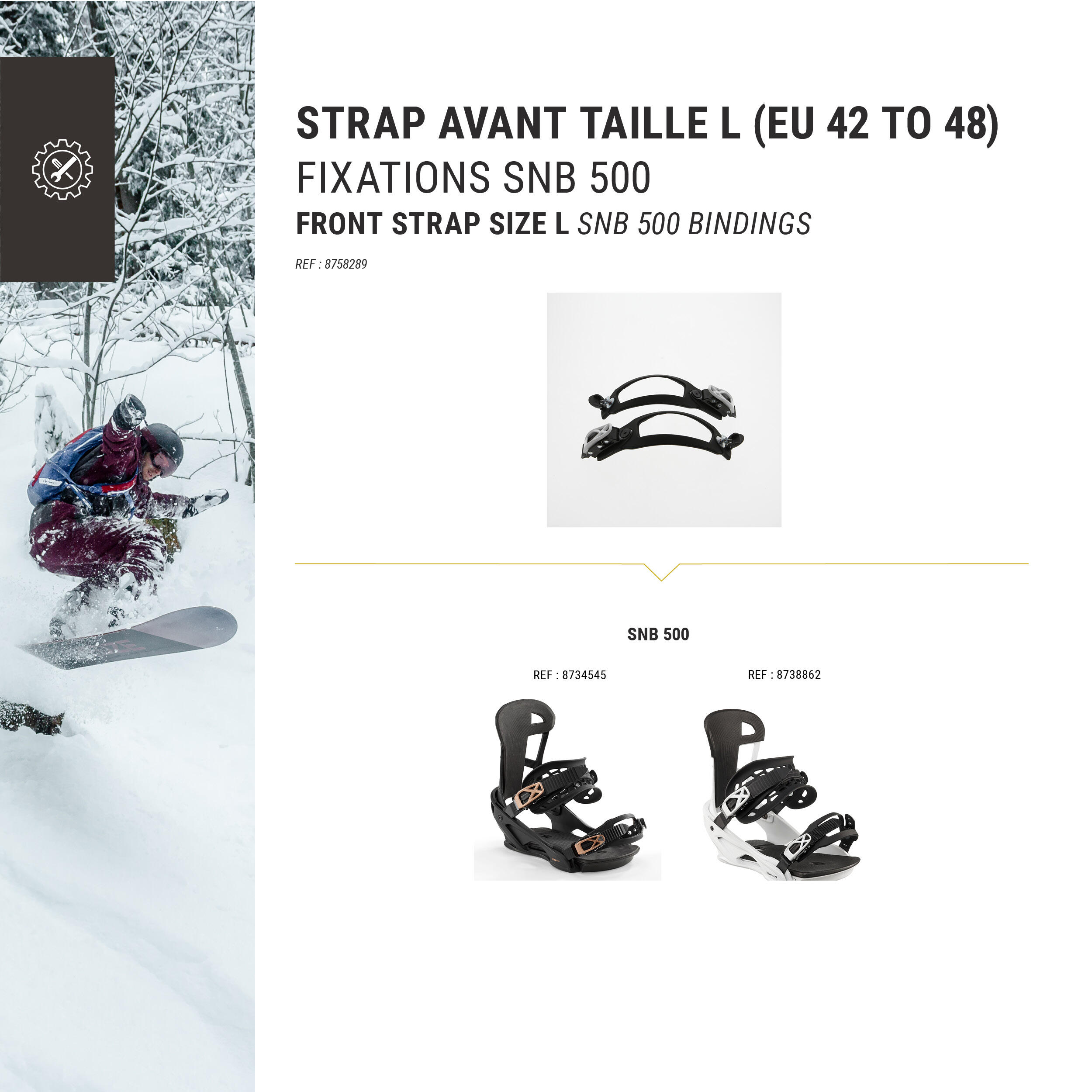 Snowboard Binding Front Straps Size M x 2 - Black - DREAMSCAPE
