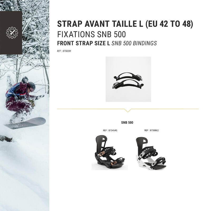2 straps orteil pour 1 paire de fixations de snowboard SNB 500 taille L (42/48)