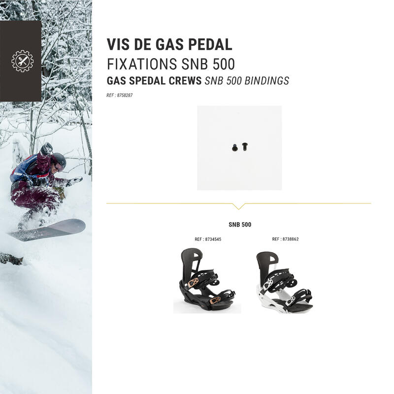 2 tornillos gas pedal 1 par fijaciones snowboard Dreamscape