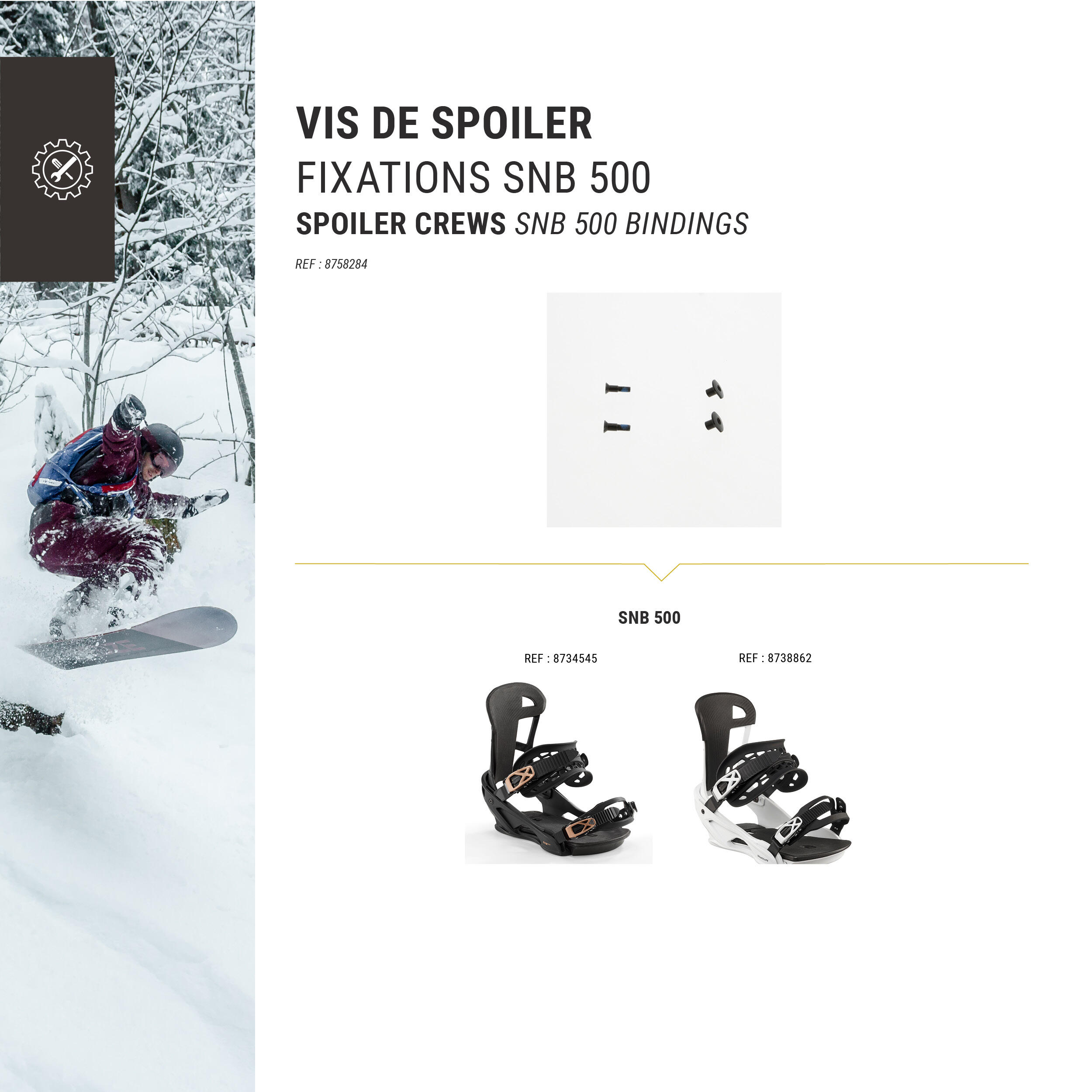 2 Spoiler screws for 1 single snowboard binding Wedze