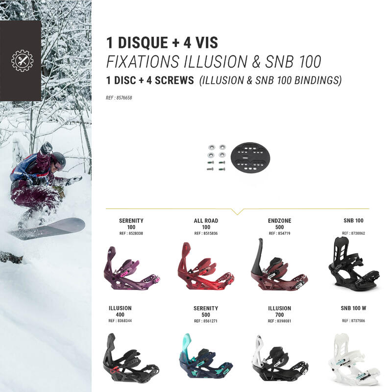 Tárcsa + 4 db 16 mm-es csavar snowboardkötéshez