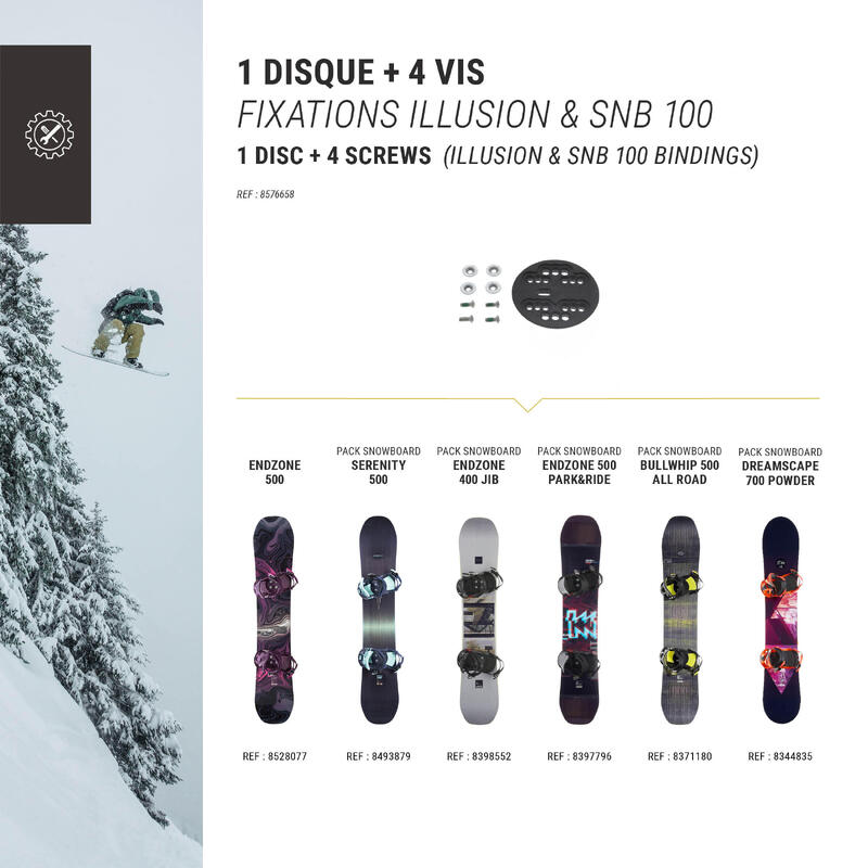 1 středový disk na snowboardové vázání + 4 šrouby 16 mm