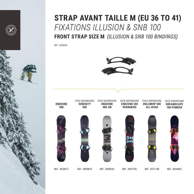 2 teenstraps voor 1 paar Wedze-snowboardbindingen maat M (36/41)