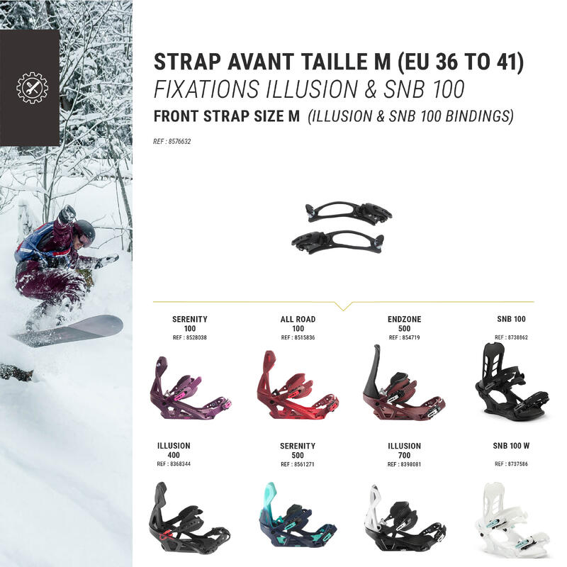 2 teenstraps voor 1 paar Wedze-snowboardbindingen maat M (36/41)