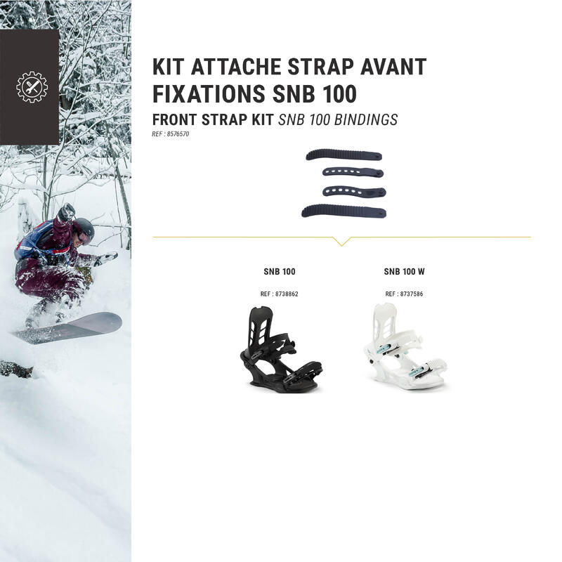 Kit de 4 Elemente de prindere strap spate SNB100 pentru legături de snowboard wed'ze