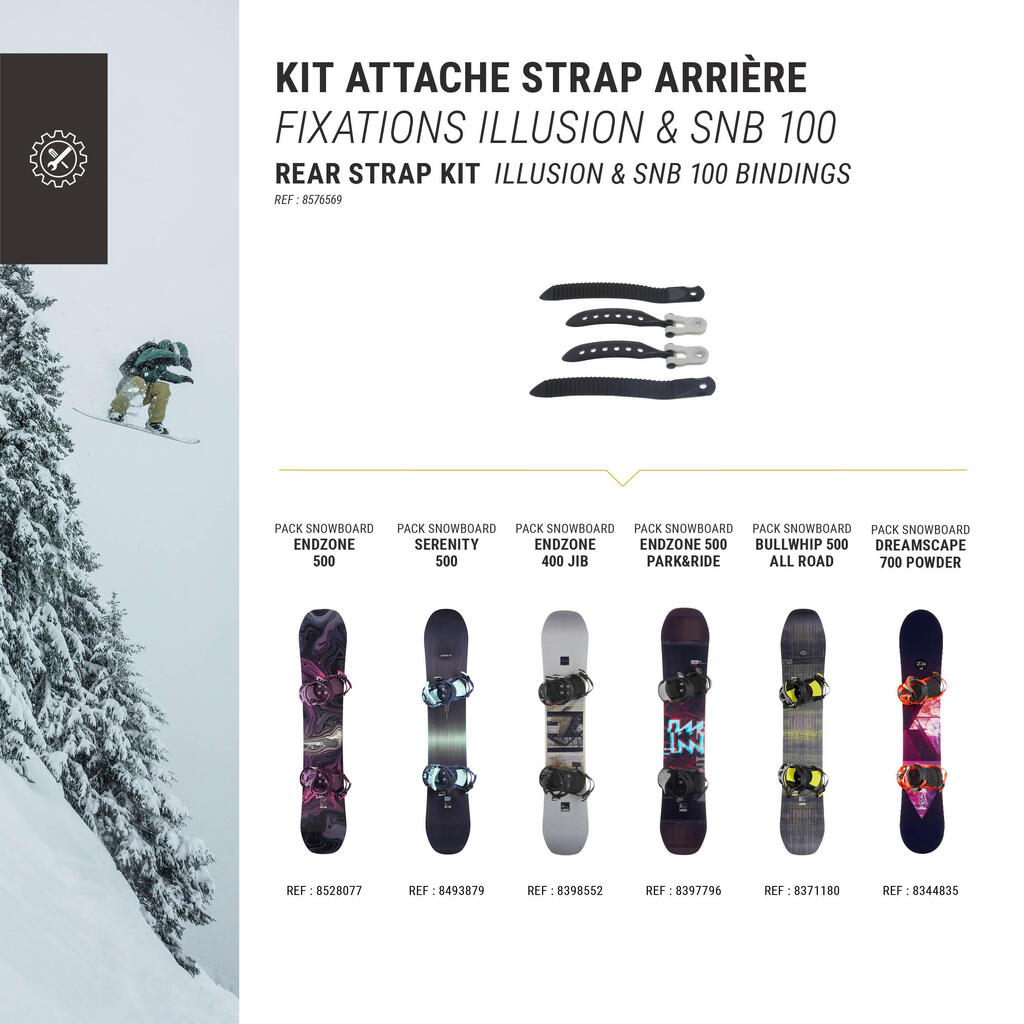 pair of rear strap fittings for Wedze snowboard bindings