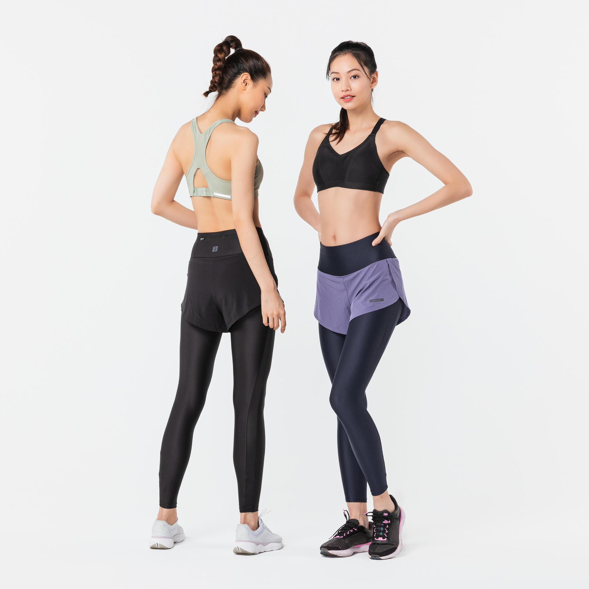 Women's 2-in-1 Running Leggings/Shorts Black