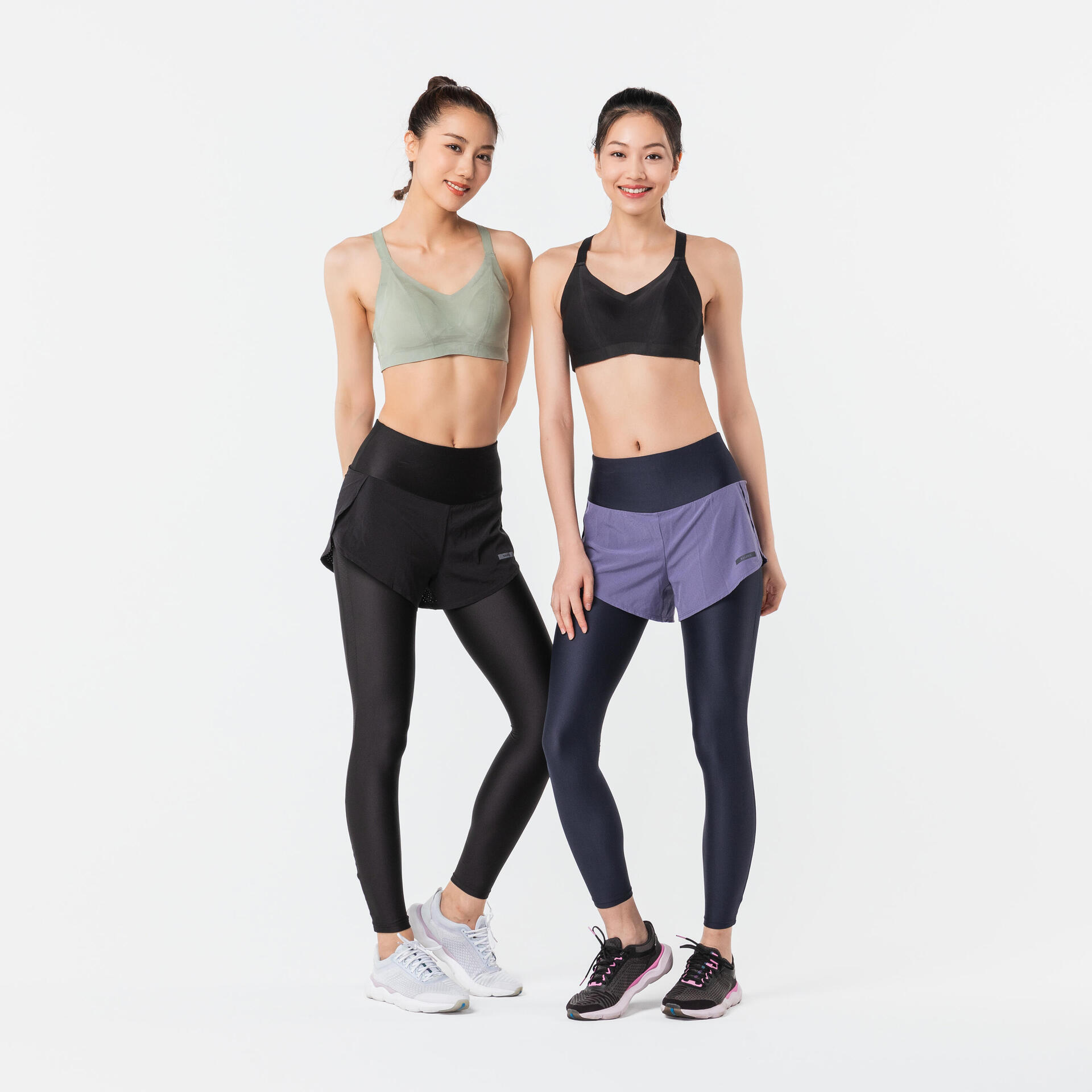 Women's 2-in-1 Running Leggings/Shorts Black