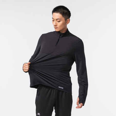 Ανδρικό Μακρυμάνικο Ζεστό T-shirt Τρεξίματος Warm 500 - μαύρο